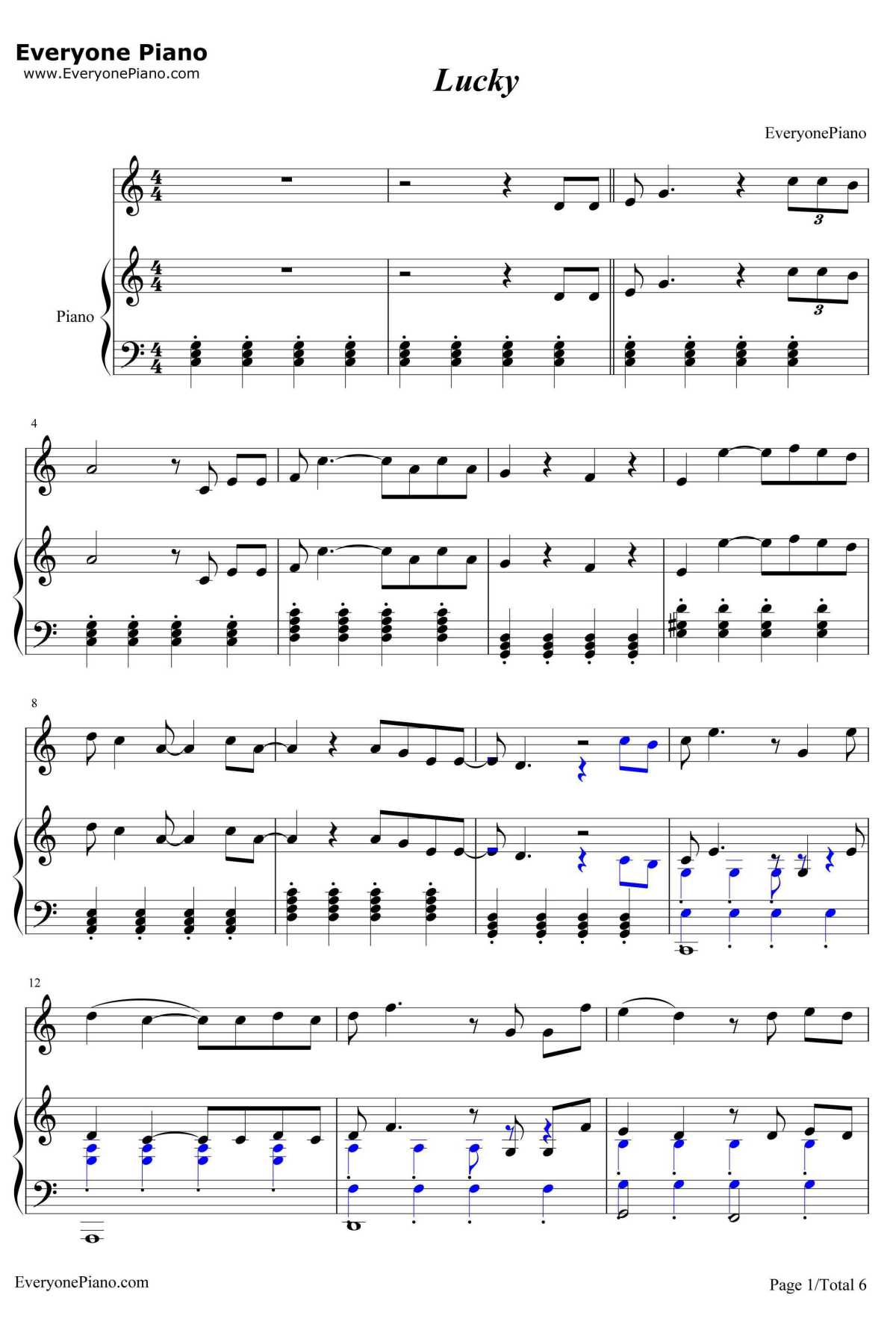 Lucky钢琴谱-JasonMraz&ColbieCaillat1