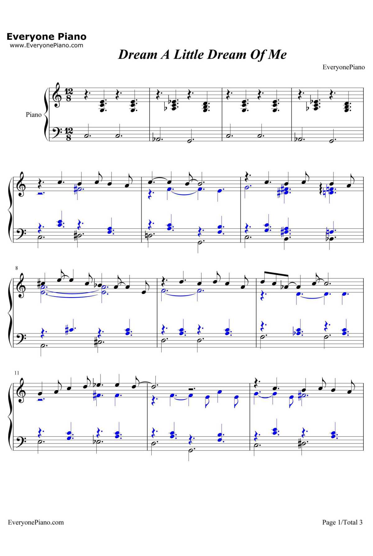 Dream A Little Dream Of Me钢琴谱-Yiruma　李闰珉1