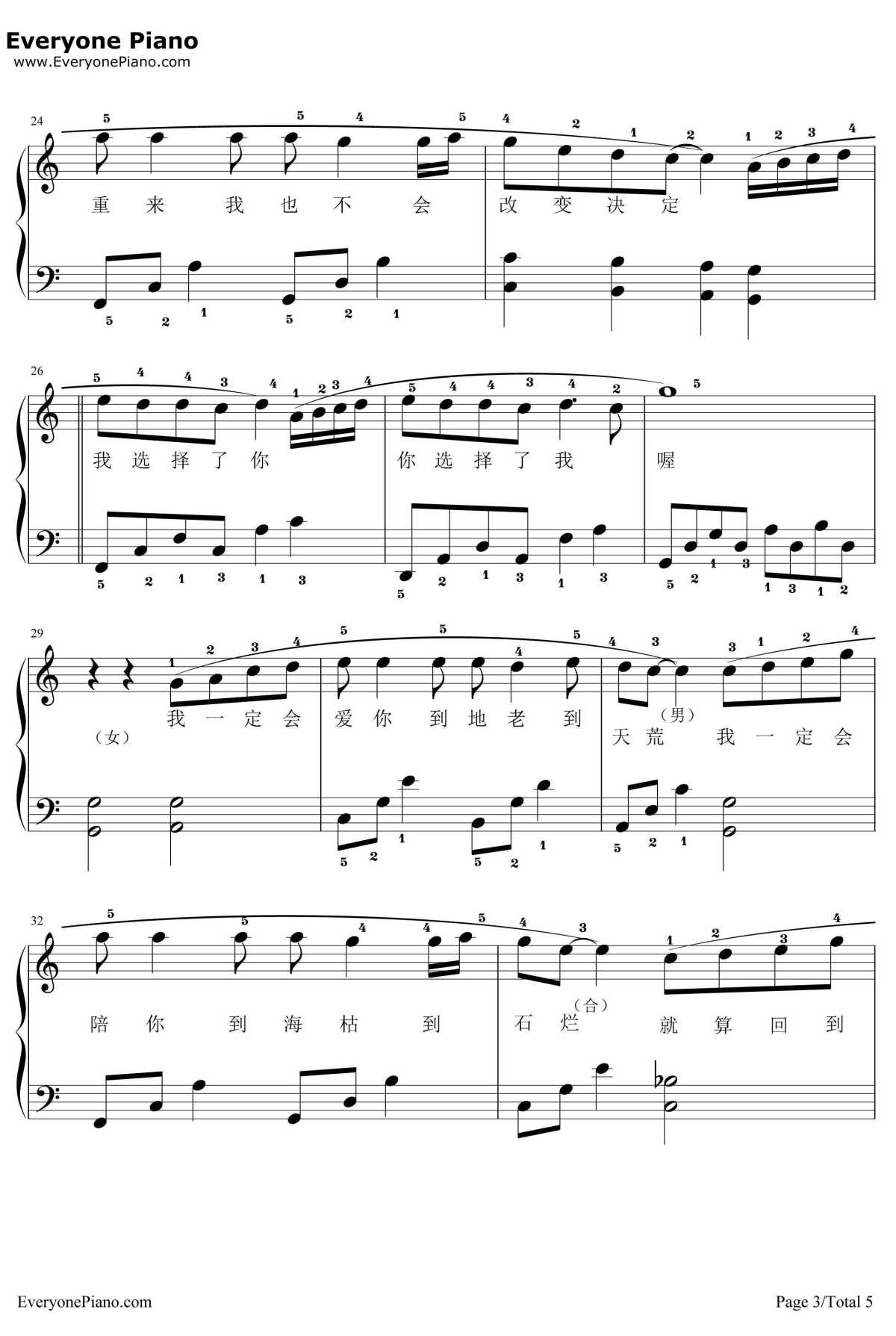 选择钢琴谱-叶倩文林子祥3