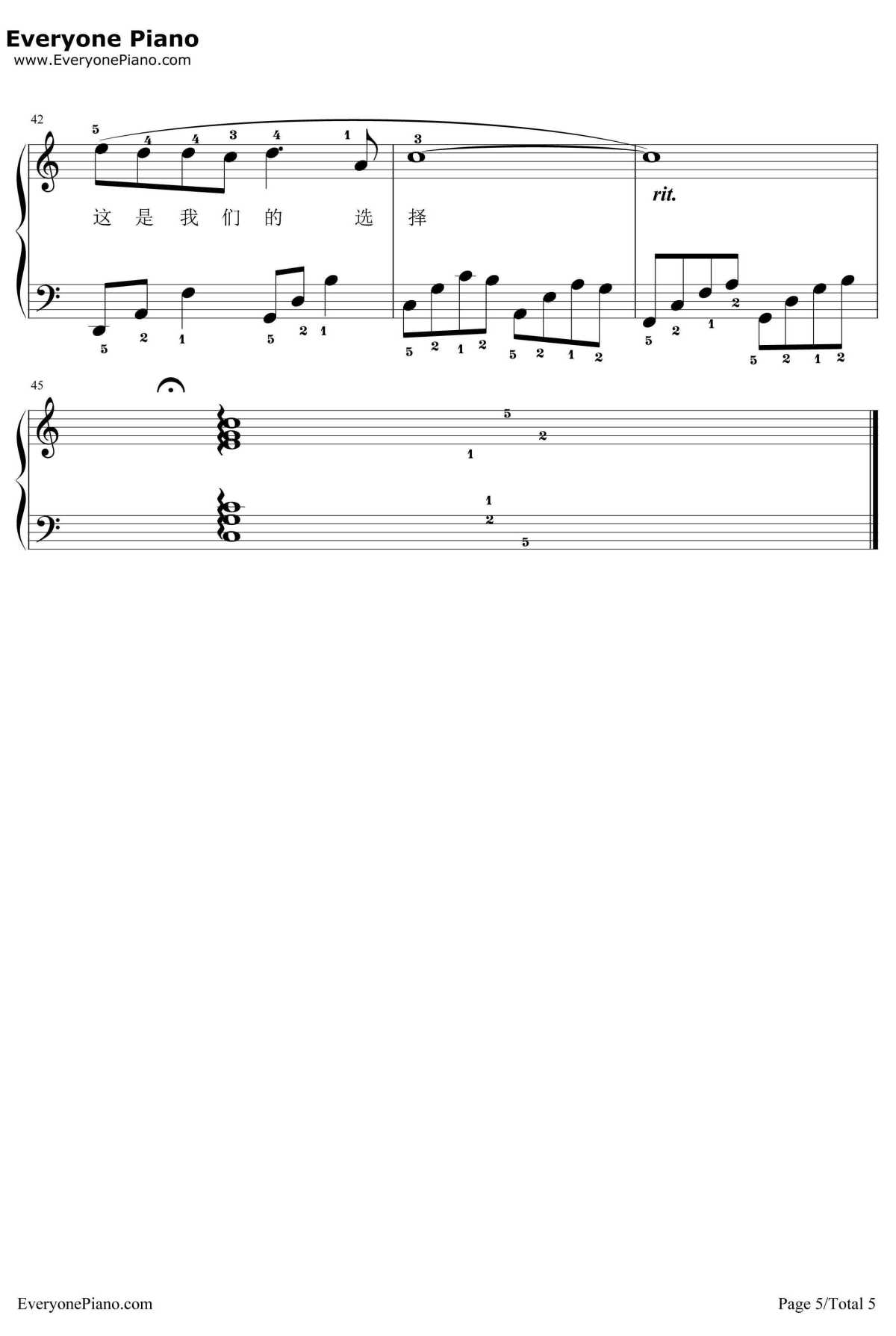 选择钢琴谱-叶倩文林子祥5