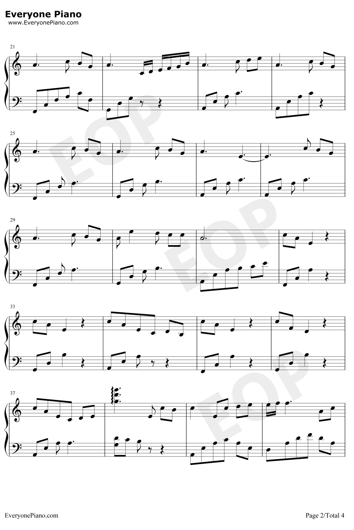 故事细腻钢琴简单版钢琴谱-林俊杰2