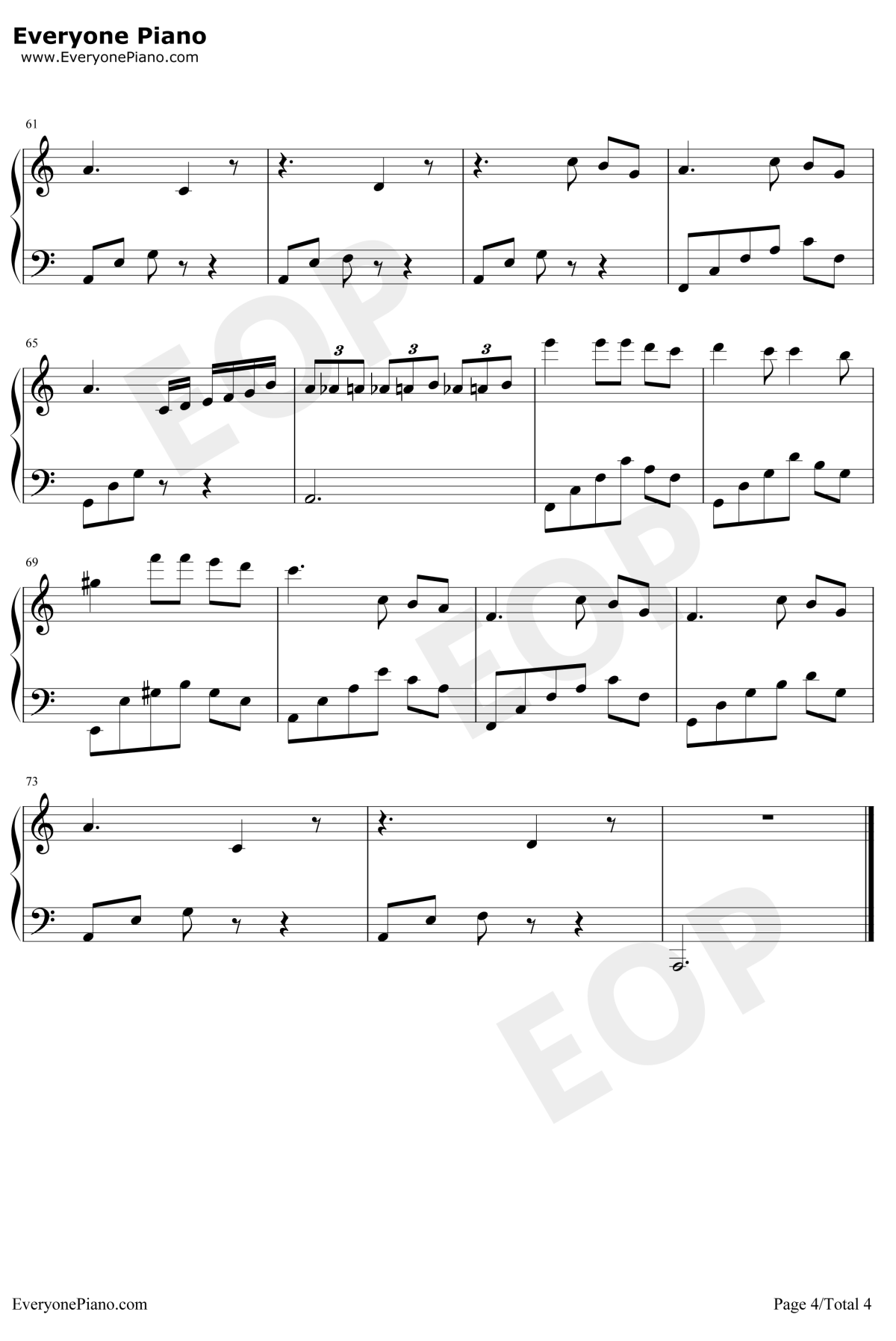 故事细腻钢琴简单版钢琴谱-林俊杰4