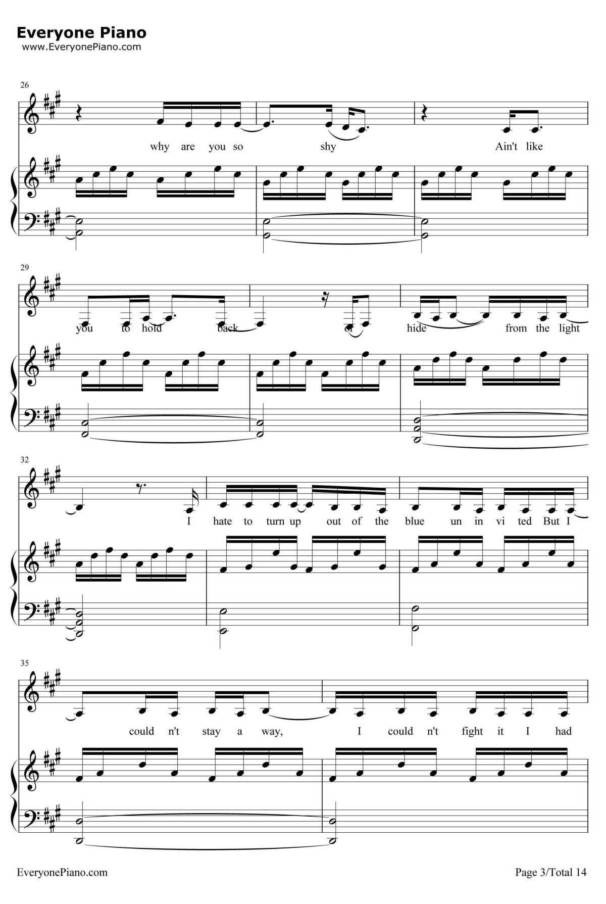 Someone like You钢琴谱-Adele-弹唱版3