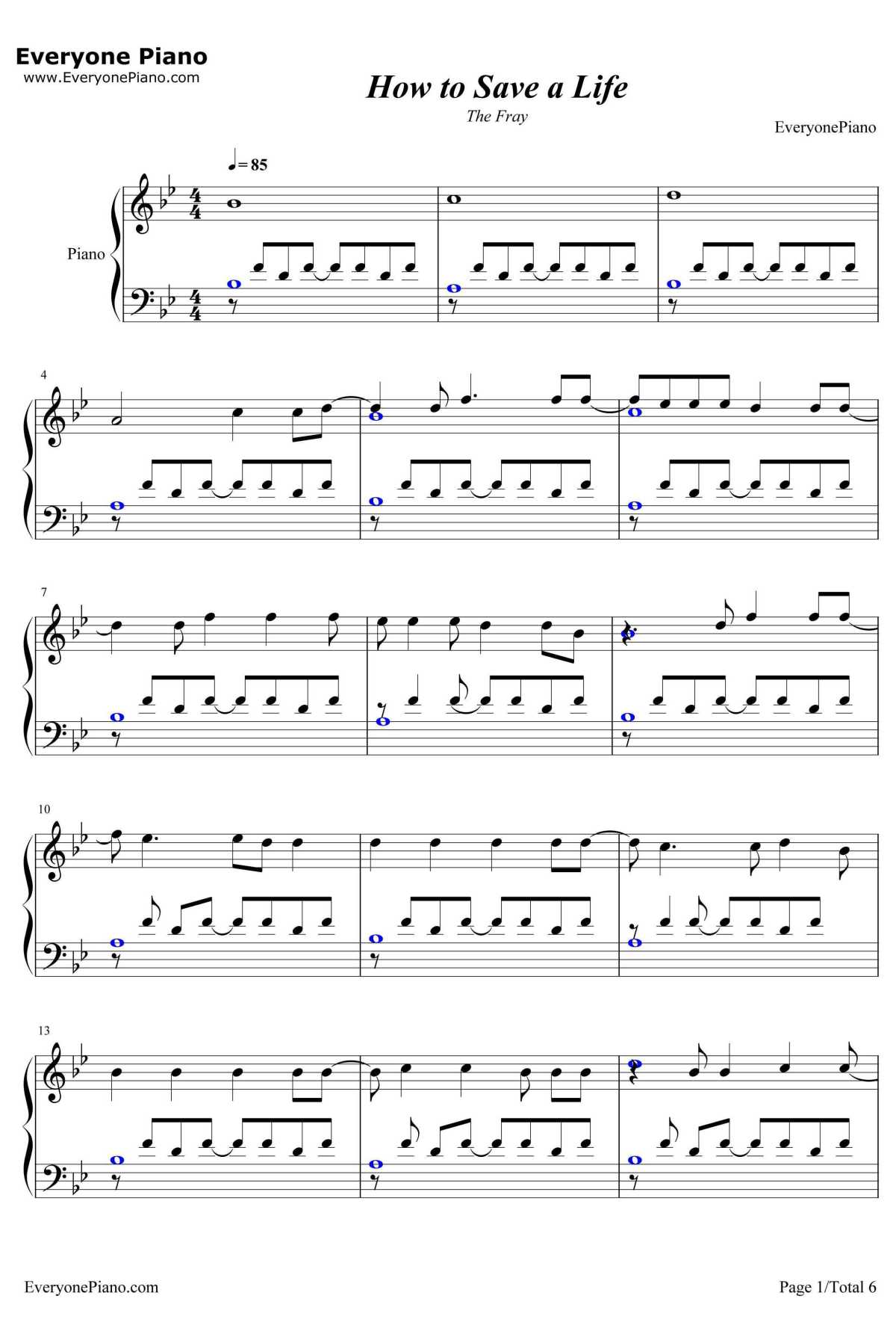 How to Savea Life钢琴谱-TheFray1
