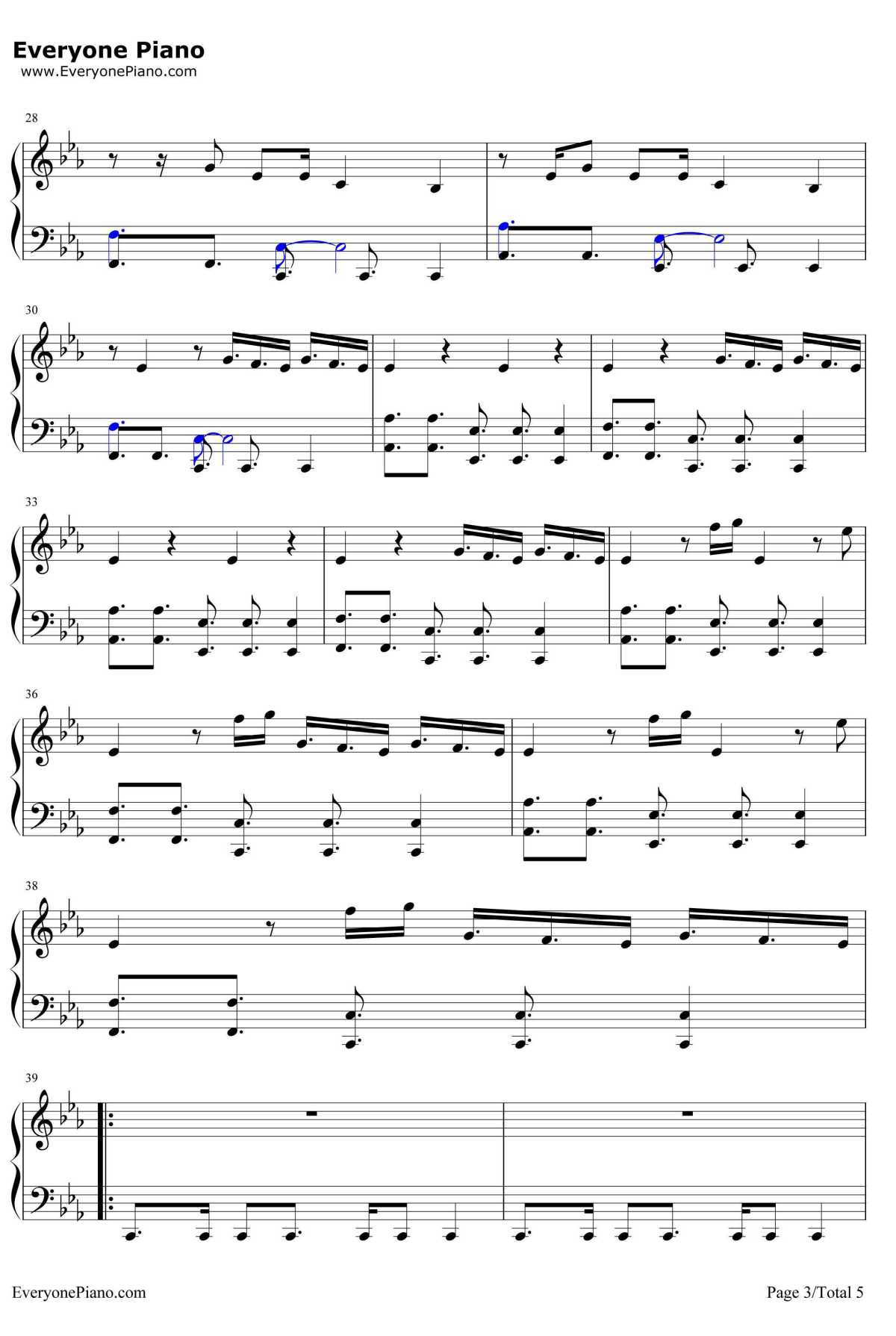 Down钢琴谱-FifthHarmony3