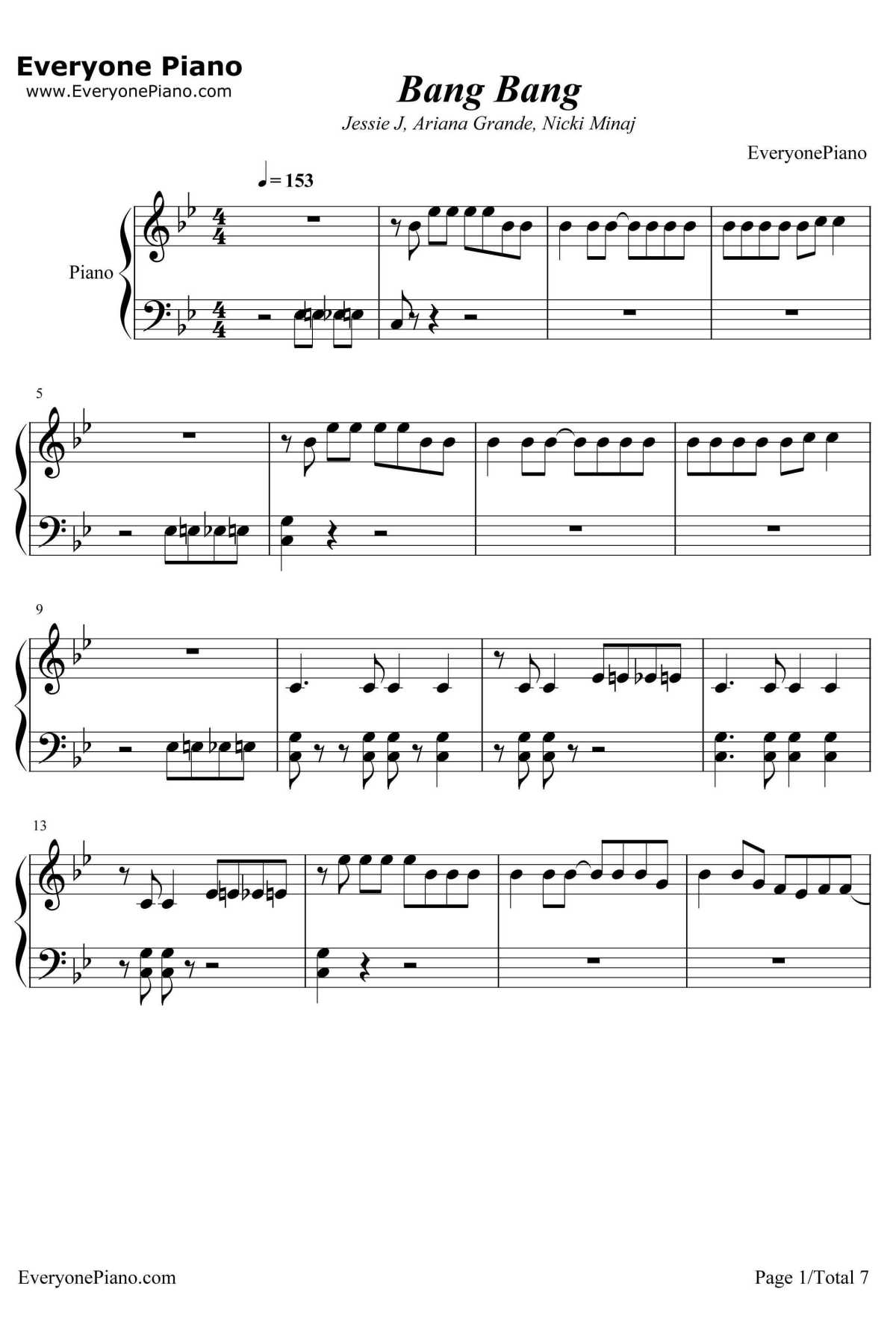 Bang Bang钢琴谱-JessieJ&ArianaGrande&NickiMinaj1