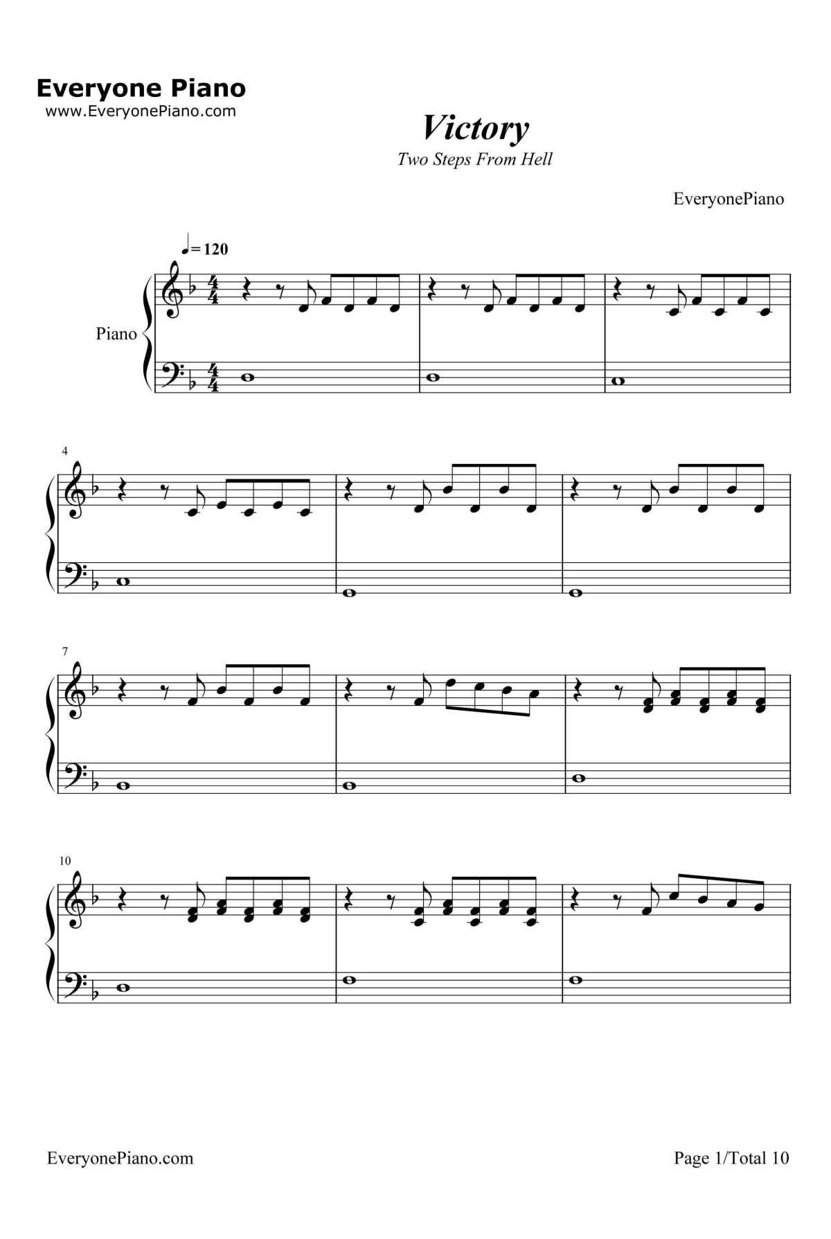 Victory钢琴谱-TwoStepsFromHell1