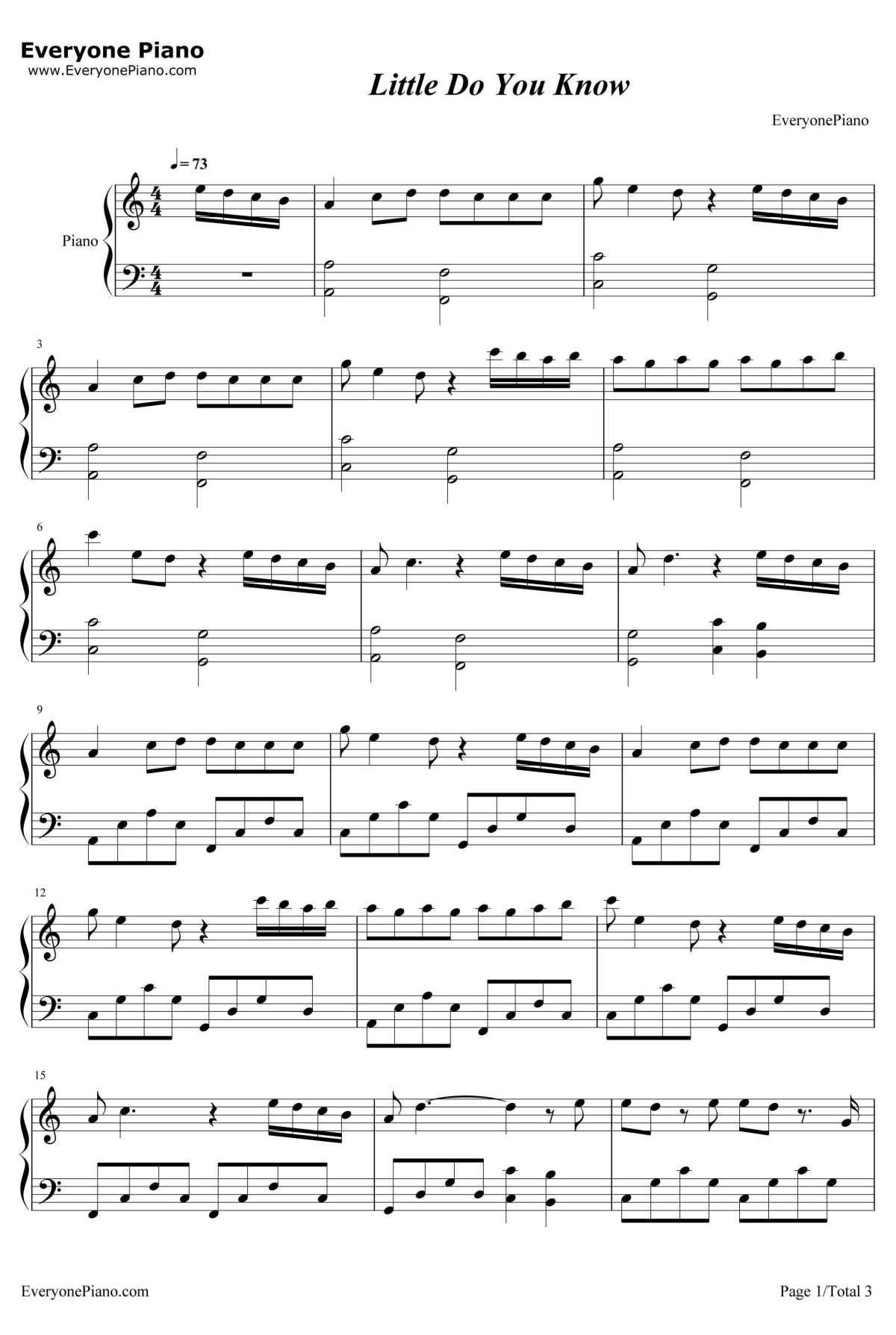 Little Do You Know钢琴谱-AlexSierra1