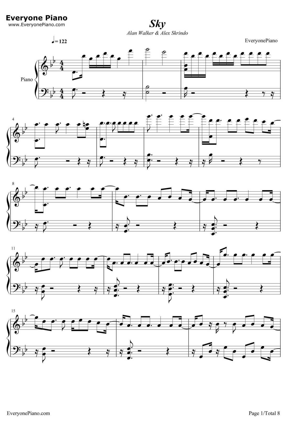 Sky钢琴谱-AlanWalkerandAlexSkrindo1