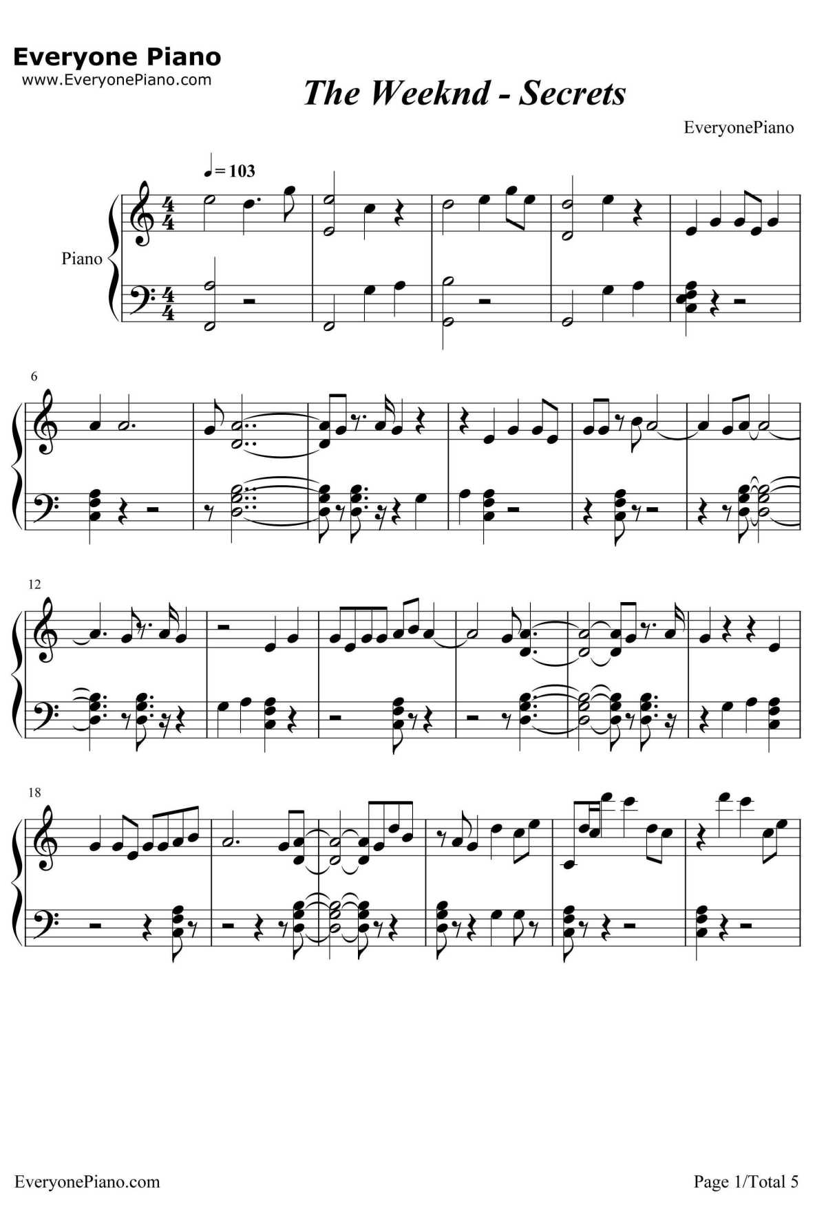 Secrets钢琴谱-TheWeeknd1