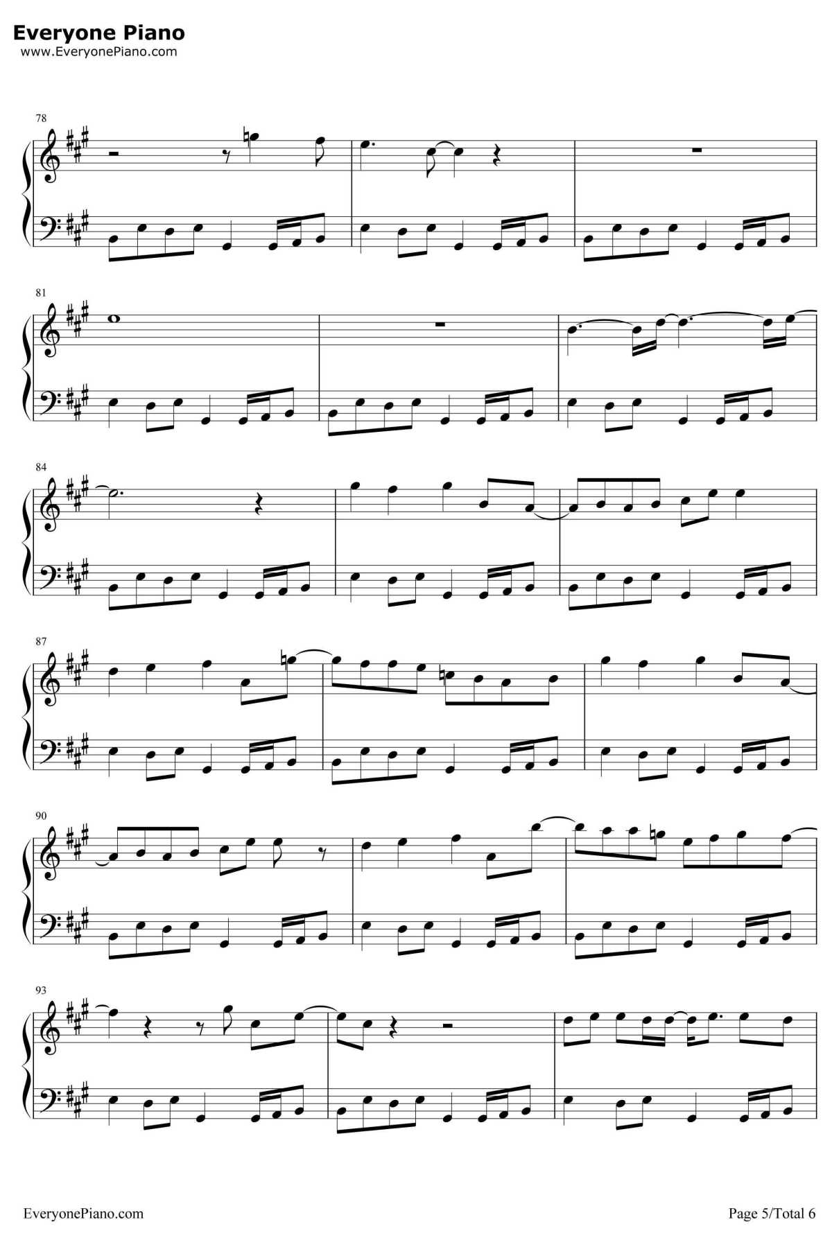 放钢琴谱-陈奕迅5