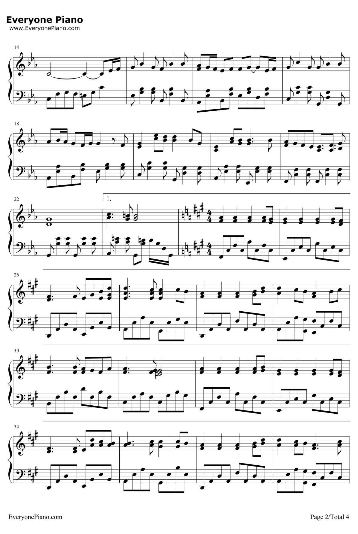 光の旋律钢琴谱-Kalafina-空之音OP2