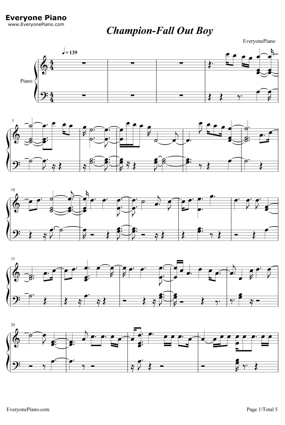 Champion钢琴谱-FallOutBoy1