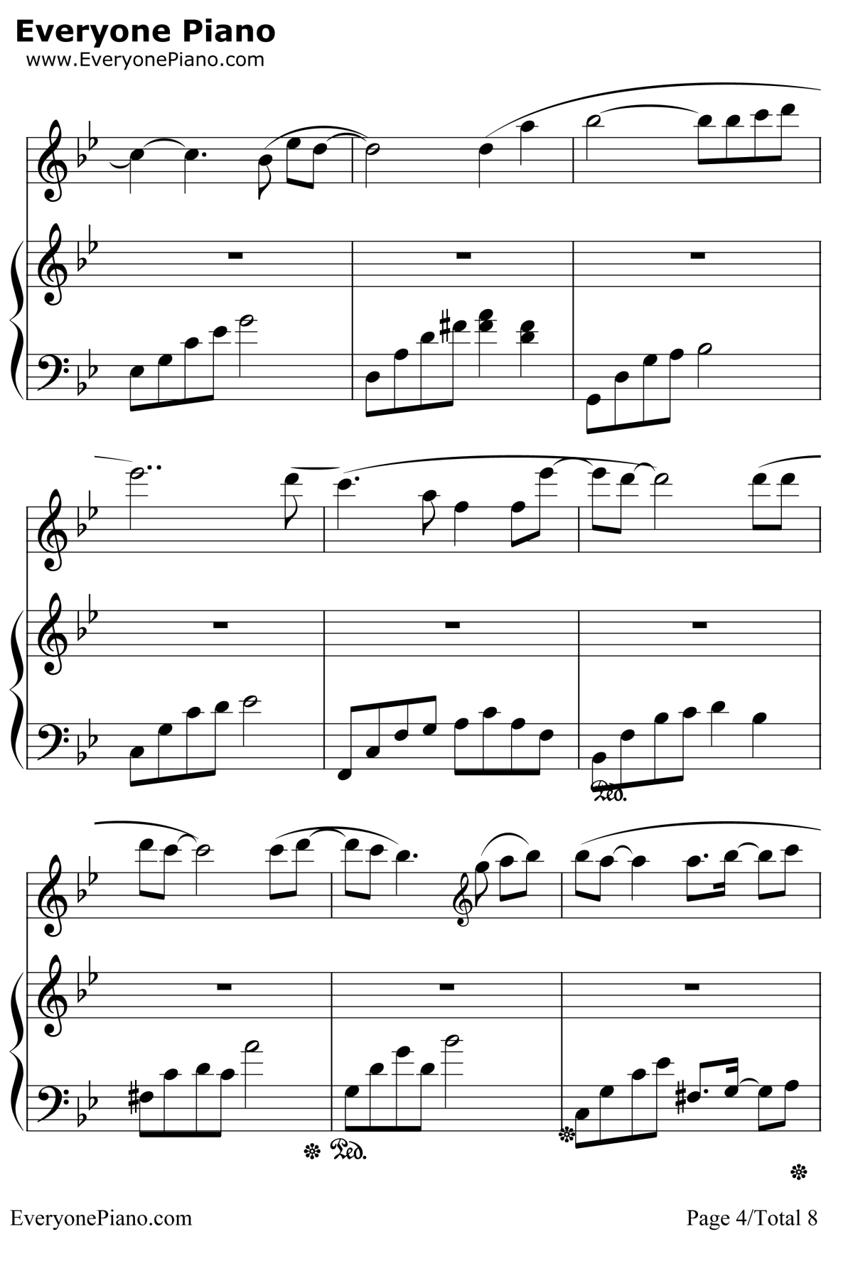 枯叶蝶钢琴谱-许艺娜-花非花雾非雾片尾曲4