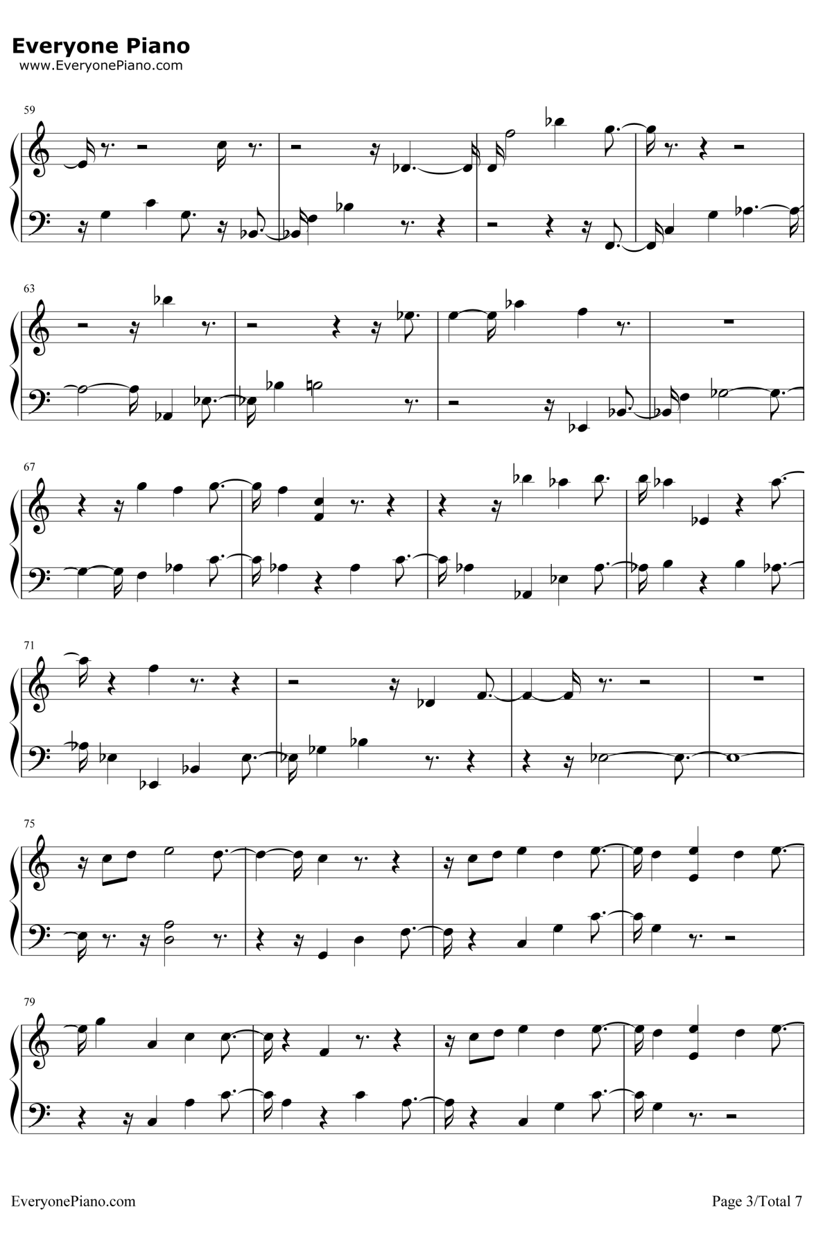 如果一切没有发生过钢琴谱-张碧晨-从天儿降插曲3