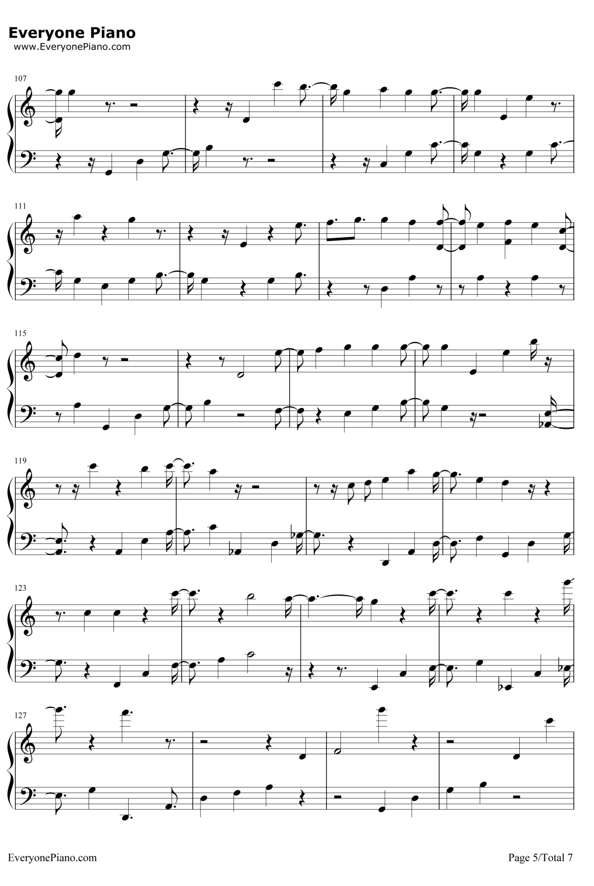 如果一切没有发生过钢琴谱-张碧晨-从天儿降插曲5