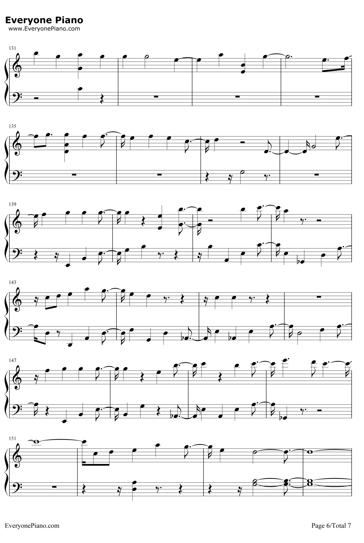 如果一切没有发生过钢琴谱-张碧晨-从天儿降插曲6