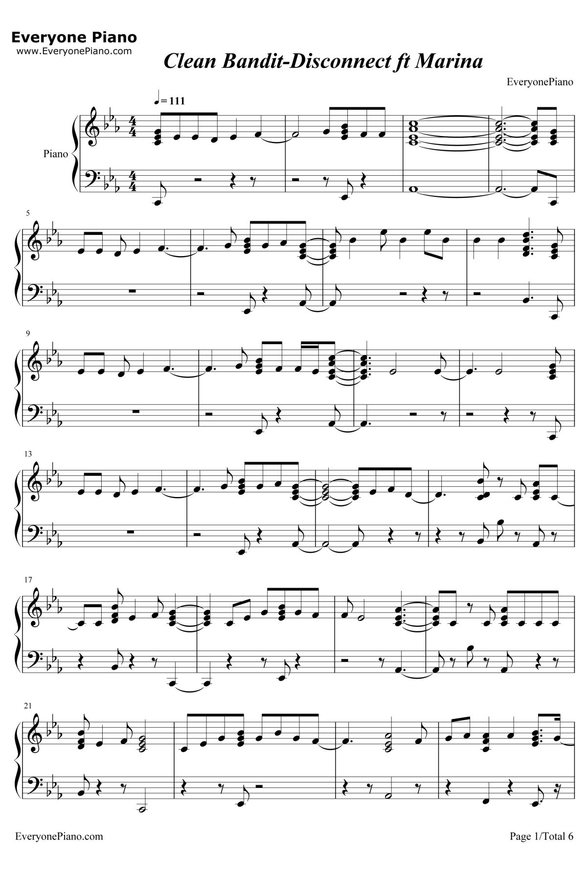 Disconnect钢琴谱-CleanBanditftMarina1