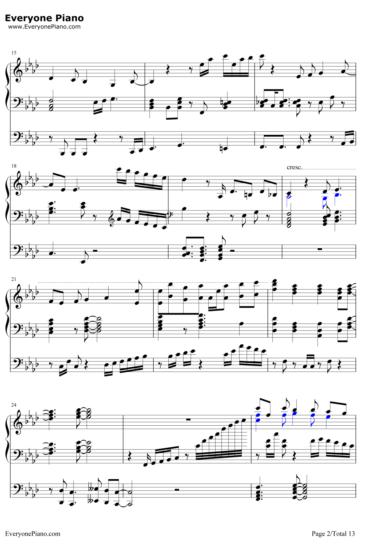 星を辿れば钢琴谱-大原ゆい子-小魔女学园ED12