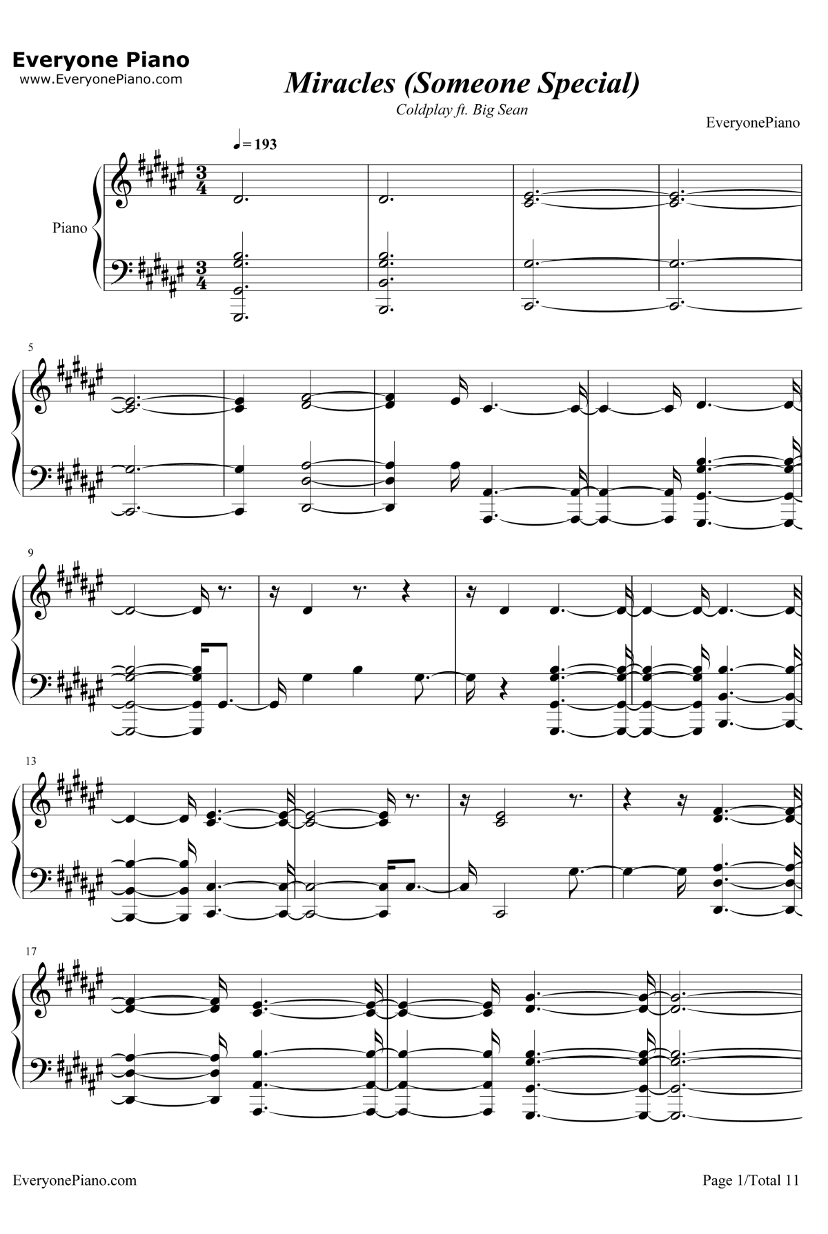Miracles Some one Special钢琴谱-ColdplayftBigSean1