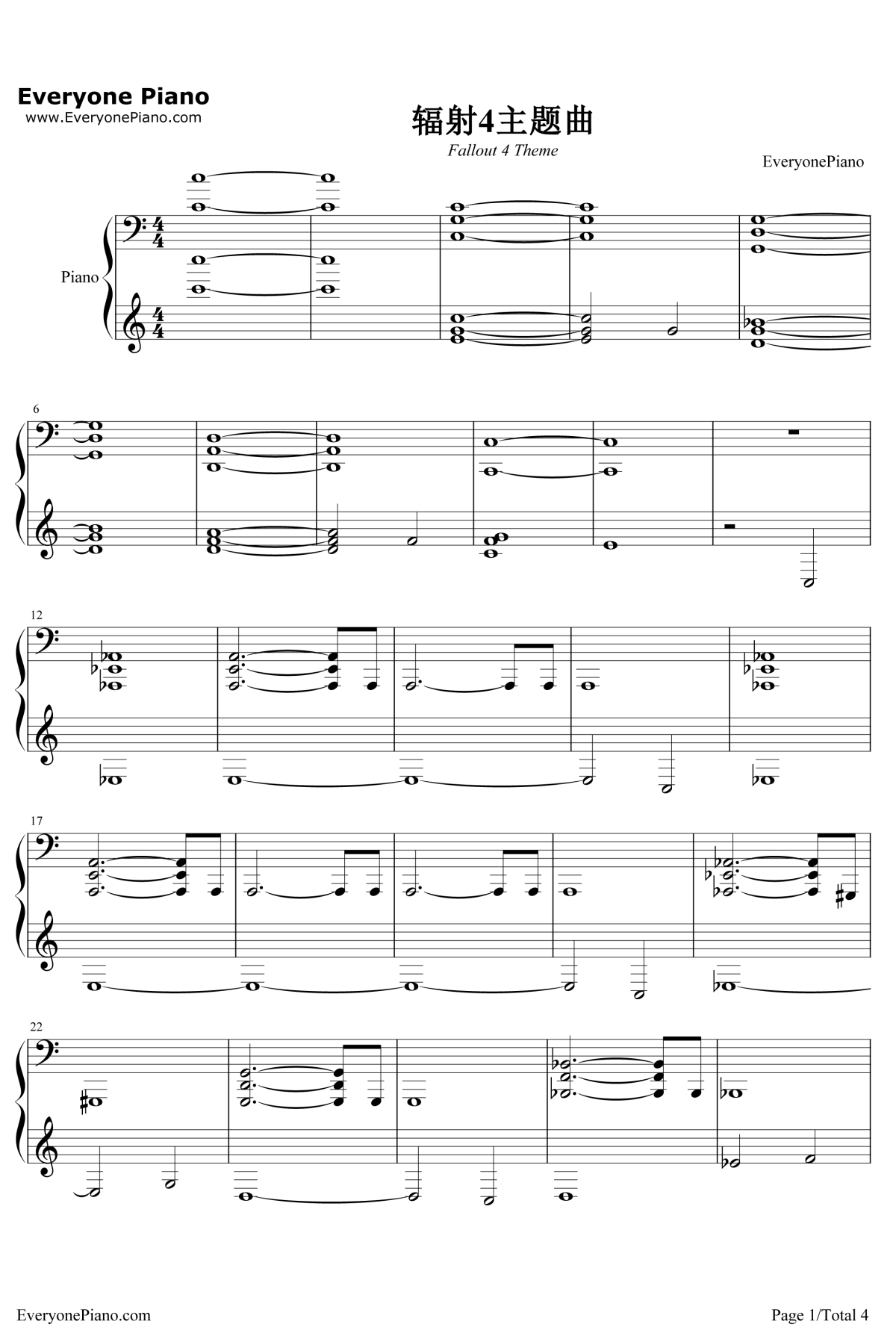 辐射4主题曲钢琴谱-InonZur-辐射4主题曲1