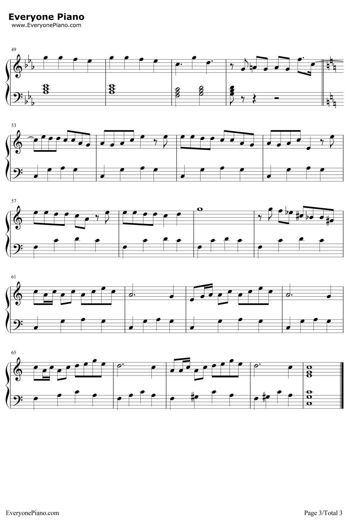 有一个姑娘钢琴谱-赵薇-还珠格格片尾曲3