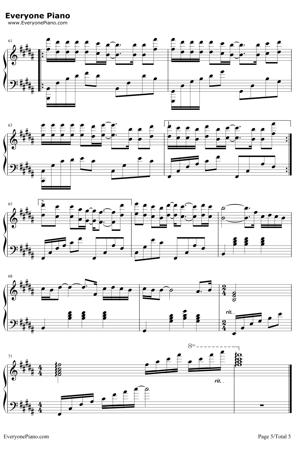 不浪漫罪名钢琴谱--王杰5