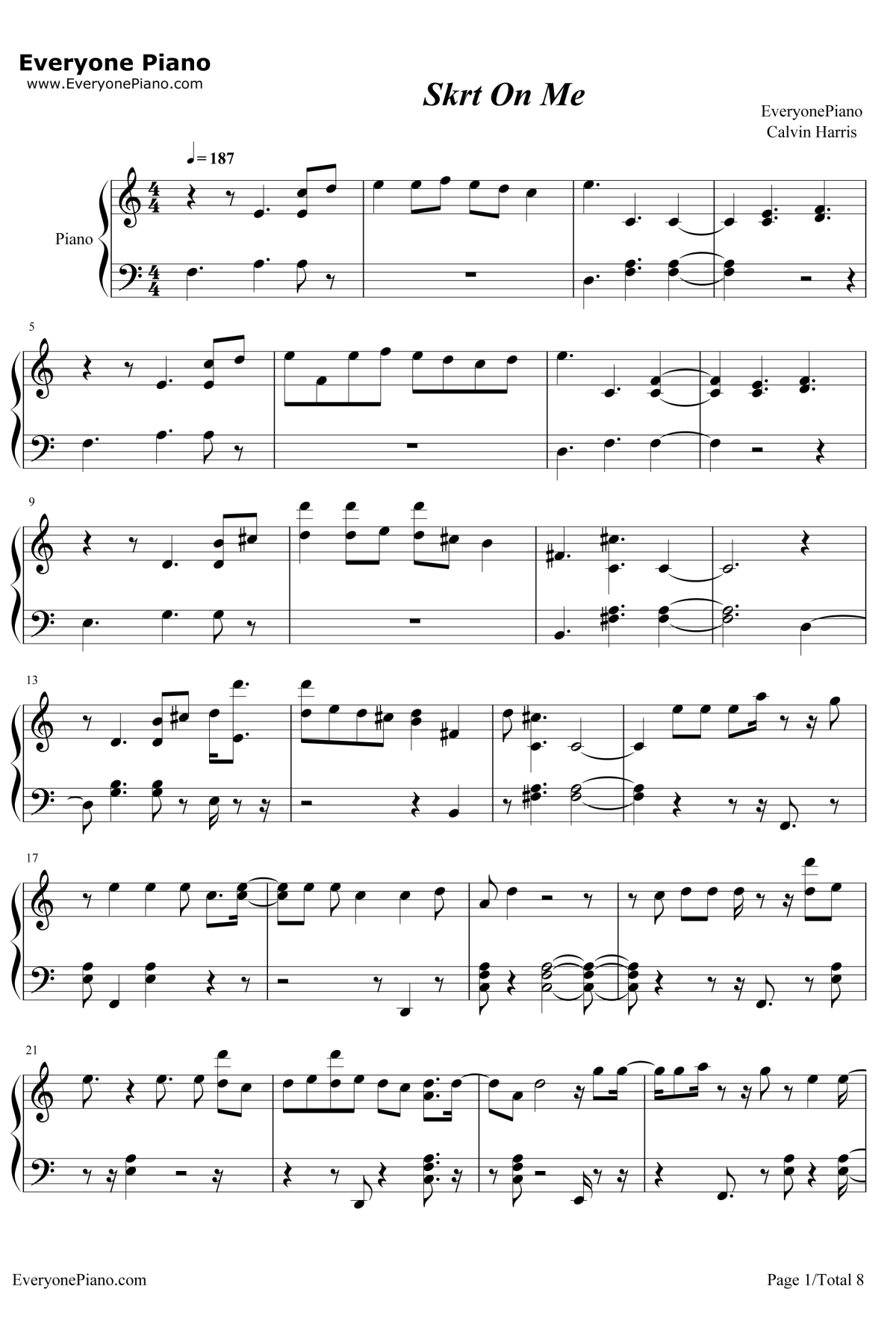 Skrt On Me钢琴谱-CalvinHarrisNickiMinaj1