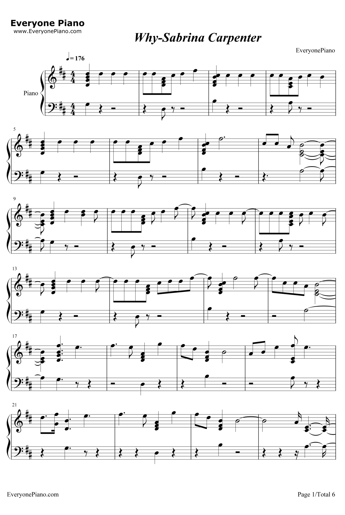 Why钢琴谱-SabrinaCarpenter1