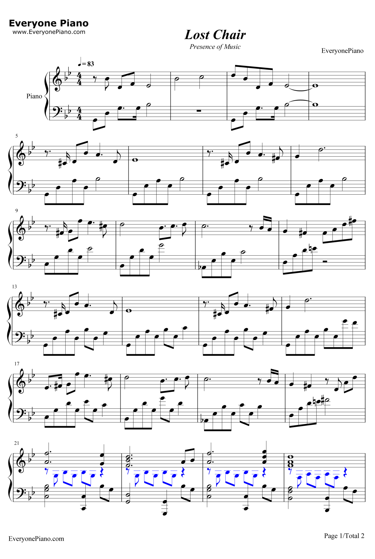 Lost Chair钢琴谱-Fummy-魔女之家OP1