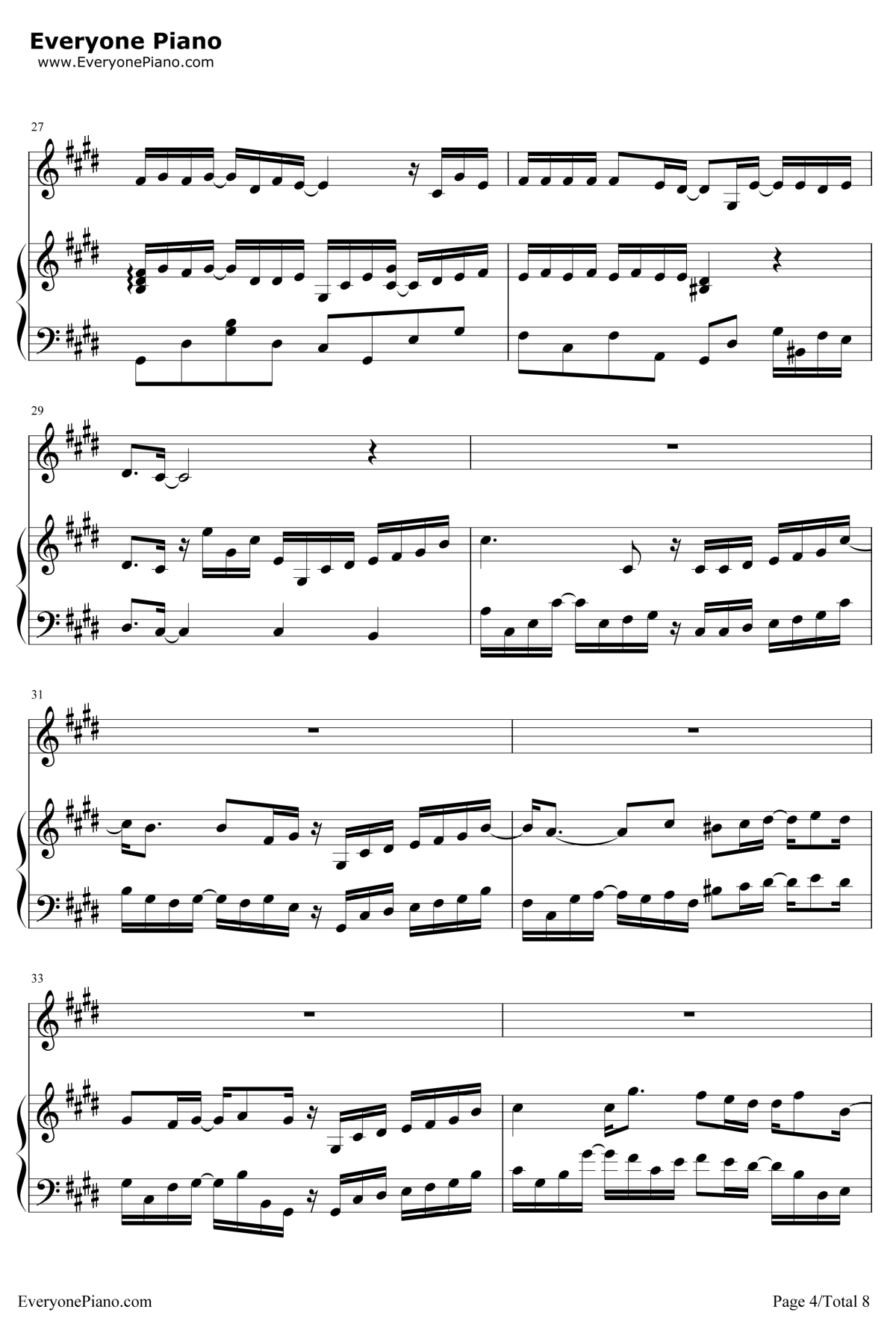 走着走着就散了钢琴谱-庄心妍-双世宠妃OST4