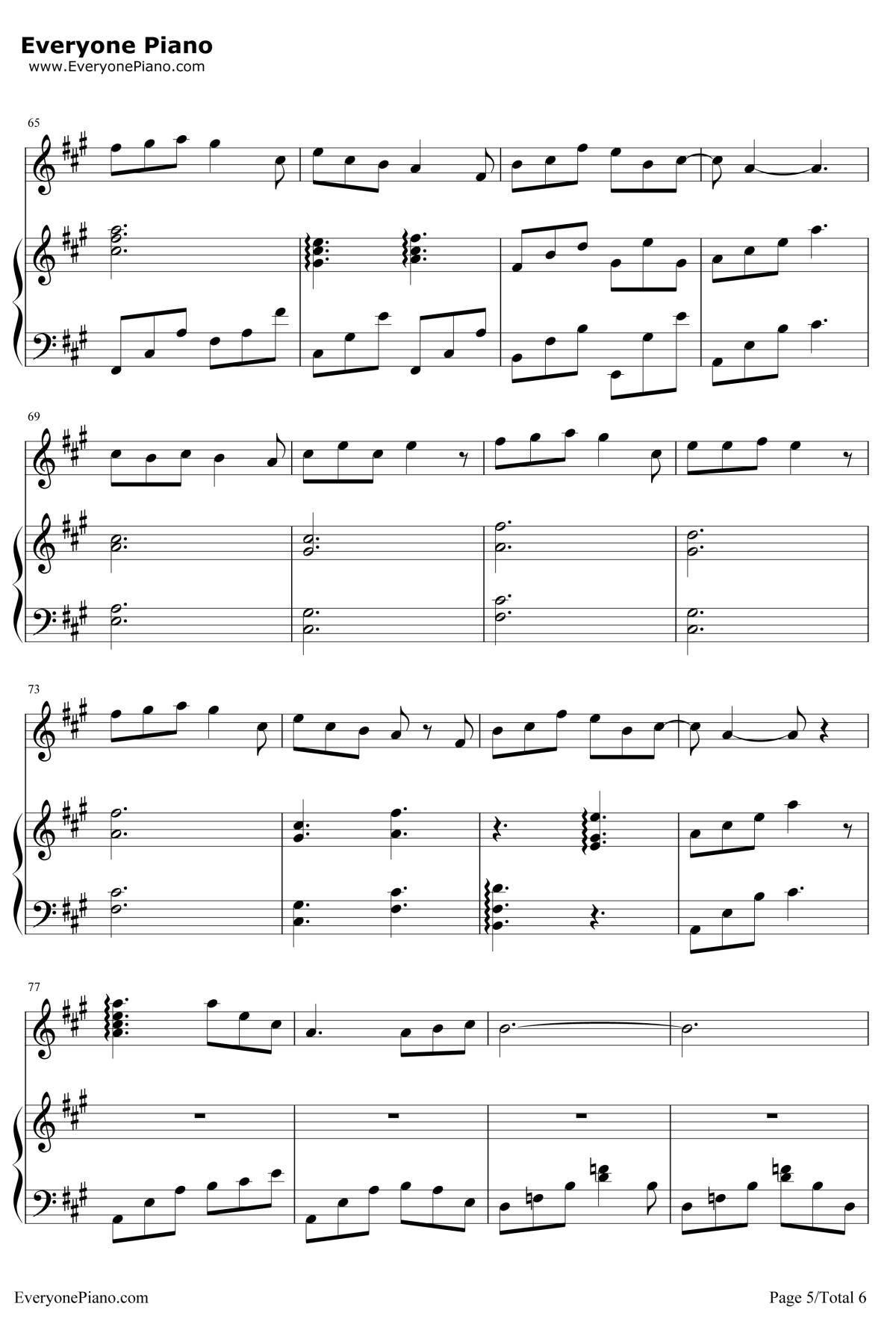 原来你也在这里钢琴谱-刘若英-她从海上来主题曲5