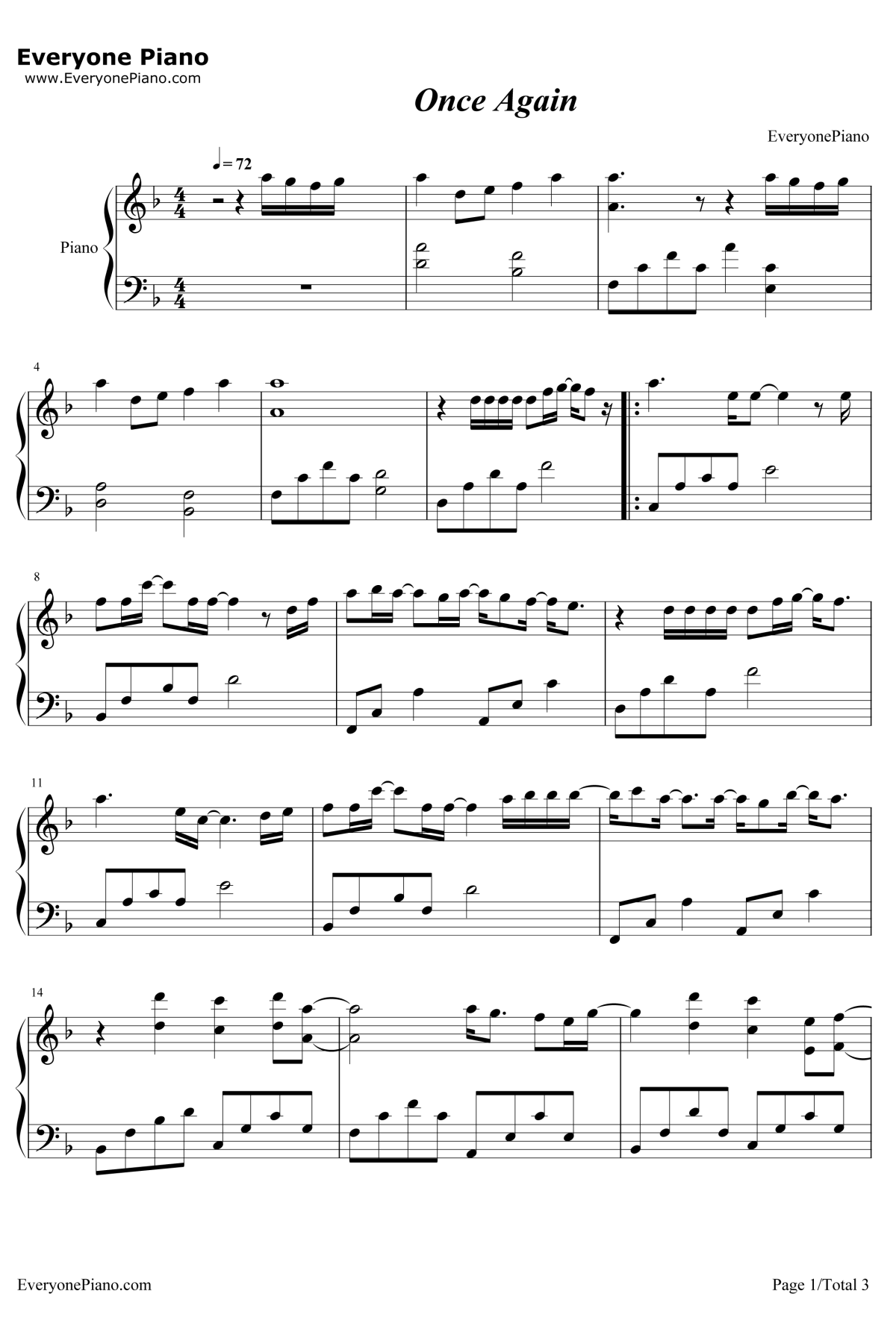 再次见到你钢琴谱-金娜英MadClown-OnceAgain-太阳的后裔OST1