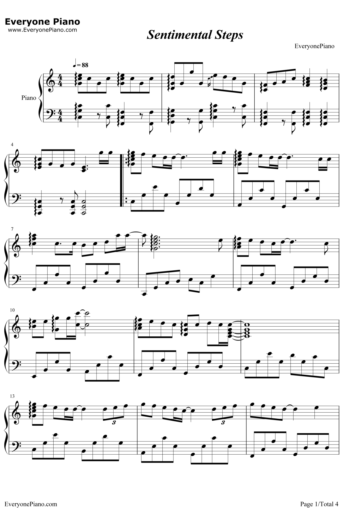 Sentimental Steps钢琴谱-μ's-LoveLive插曲1