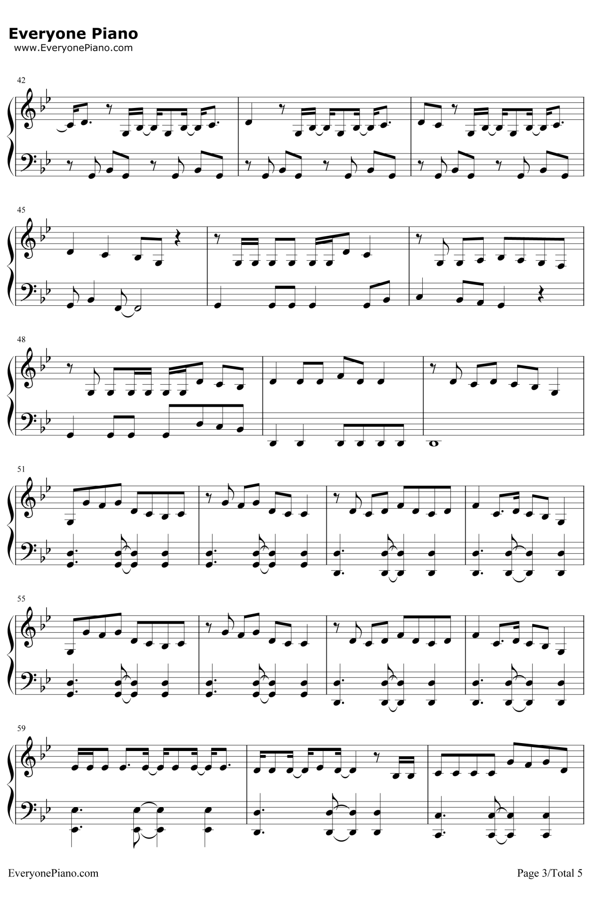 つなぐ钢琴谱-嵐-忍者之国主题曲3