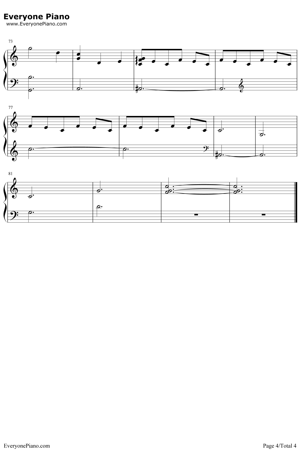 私の嘘PianoSolo钢琴谱-横山克-四月是你的谎言OST4
