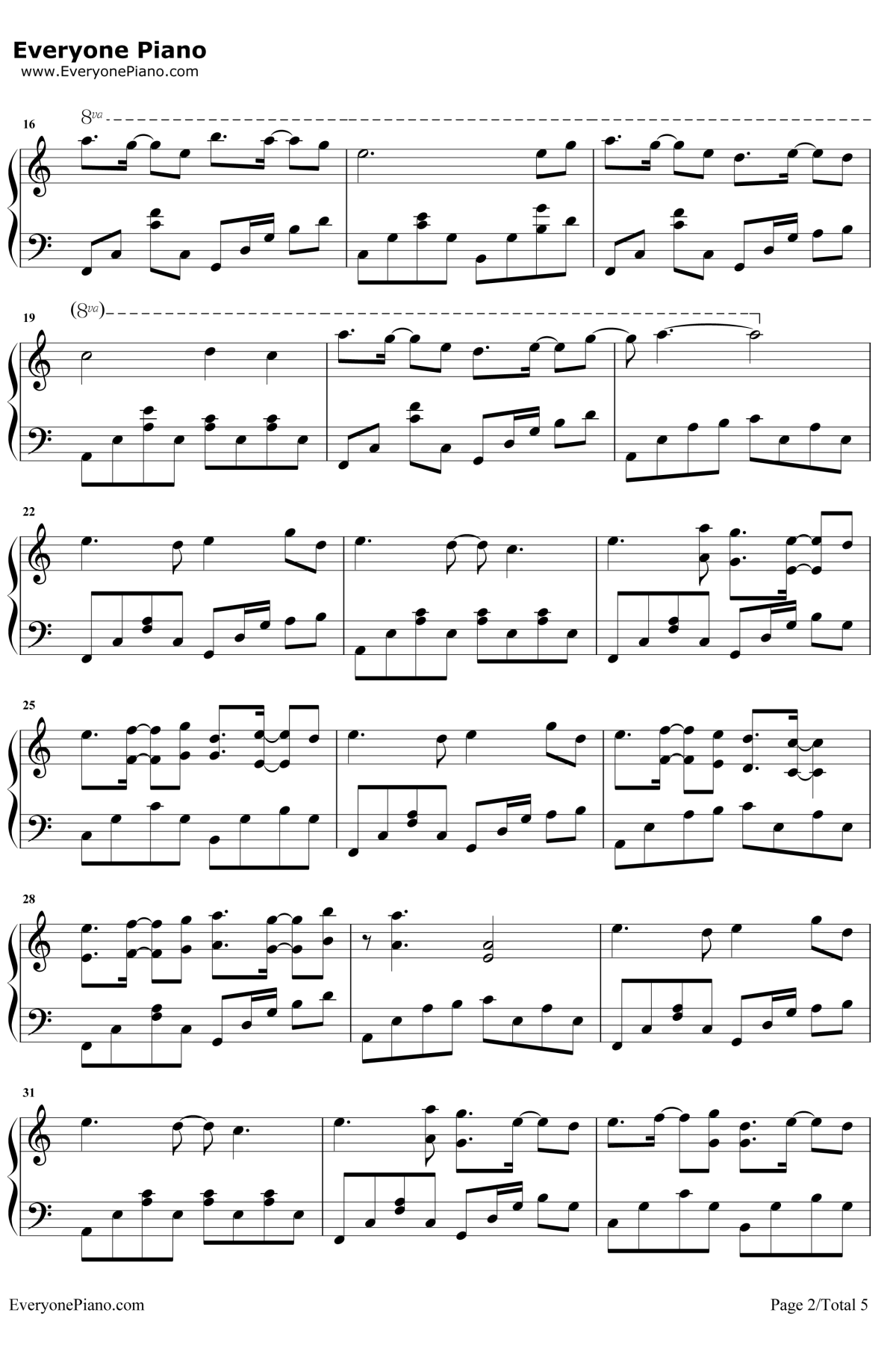 爱情似花钢琴谱 -SweetRain2