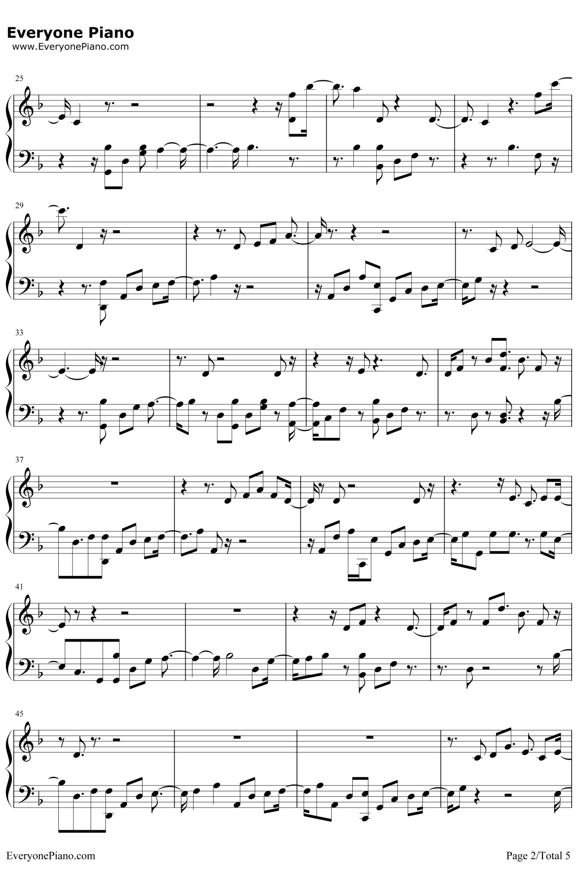 For You钢琴谱-LiamPayneRitaOra-五十度飞主题曲2