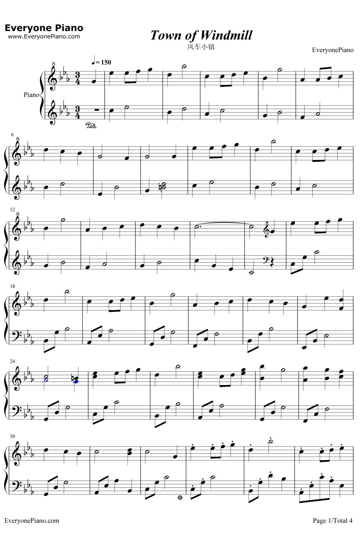 Town of Windmill钢琴谱 -a_hisa1