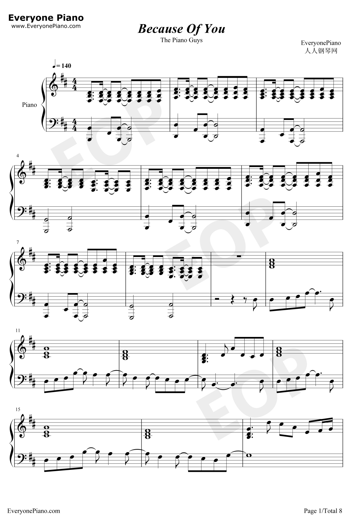 Because of You钢琴谱-ThePianoGuys1